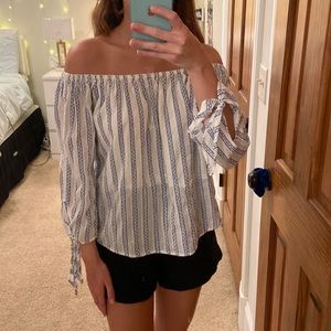 linen off the shoulder blouse
